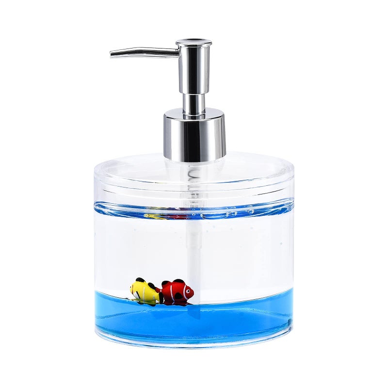 Locco Decor 4 Piece Acrylic Liquid 4D Floating Motion Bathroom Vanity Accessory Set Garden Theme Leaf Toothbrush Holder, Tumbler, Soap Dispenser, Soap Dish - Image 2